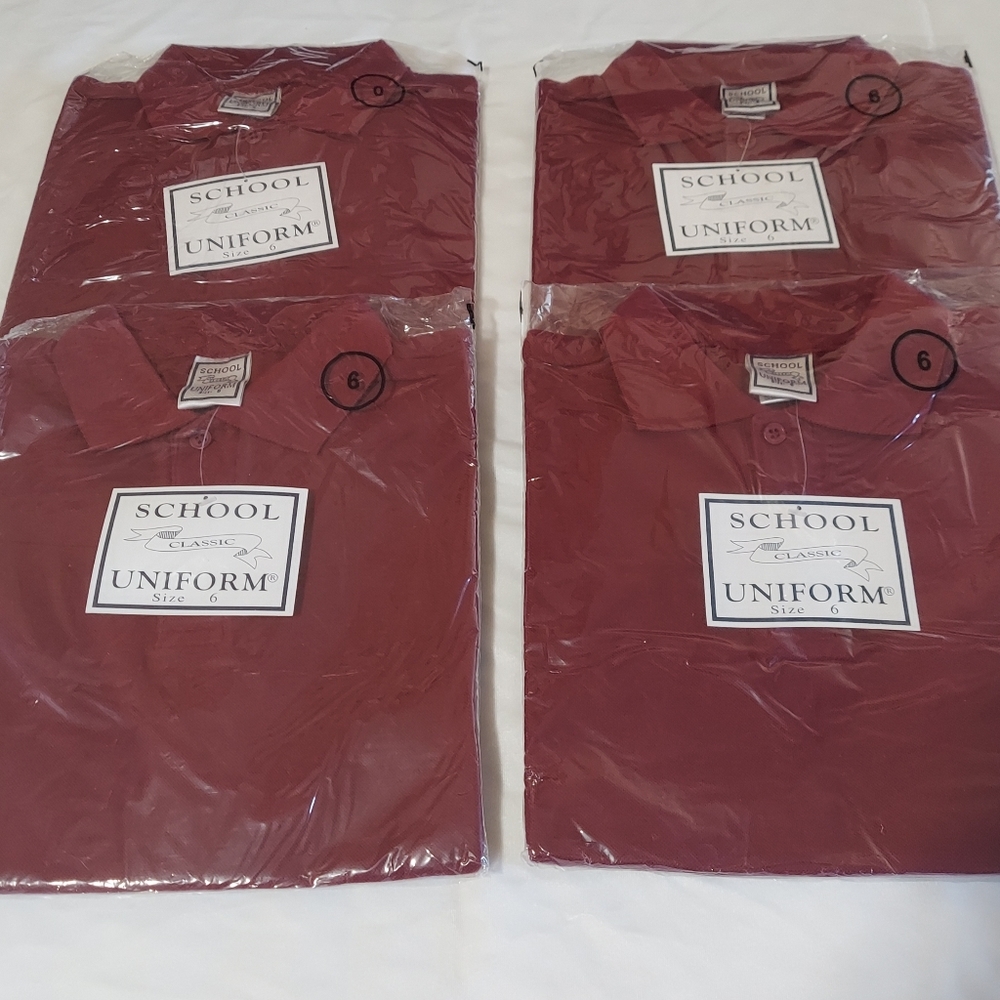 4 Kids Burgandy Classsic Uniforms Size 6. Nwt. All 4 of them for $25